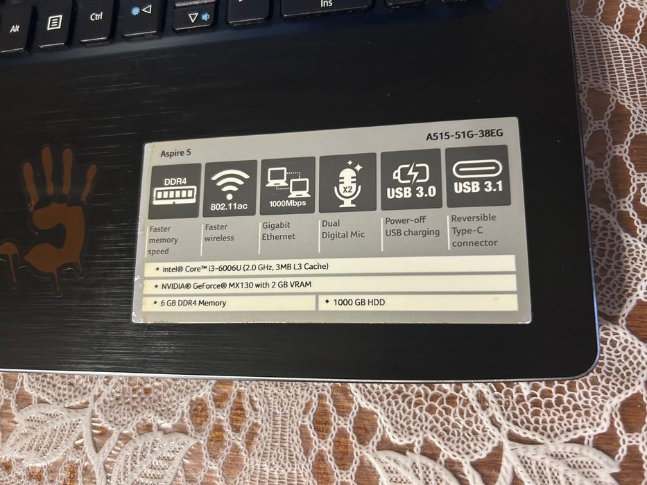 Ноутбук Acer Aspire 5 A515-51G-38EG i3-6006U/6GB/1TB/MX130