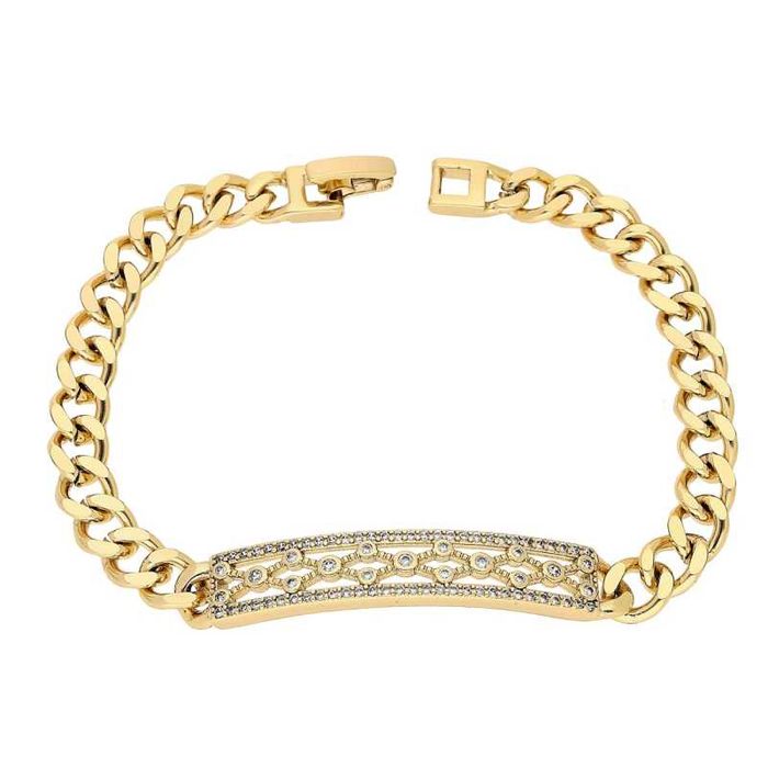 81673 Bransoletka 18k pozłacana 19 CM 8 MM elegancka z cyrkoniami