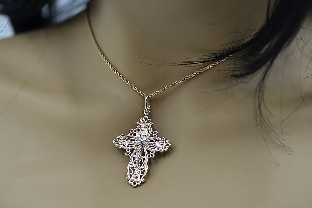 Krzyżyk Prawosławny z czerwonego różowego złota 14k 585 Gdańsk oc012rw