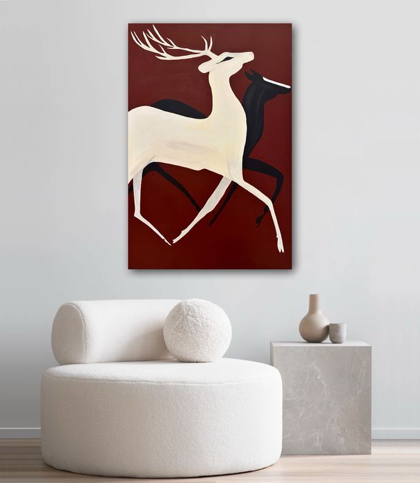 Стильна картина олені бордо тренд абстракція