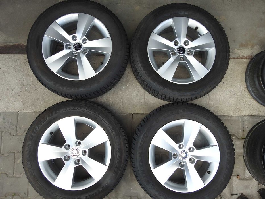 4x ALUFELGI SKODA 16" 5x112 6,5J ET46 oryginał 3V0 Jak NOWE DEMO