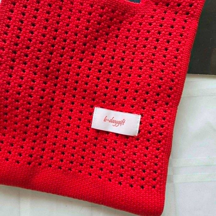 Viralowa czerwona ażurowa torba shopper handmade B-DayGift  mała/modna/pojemna