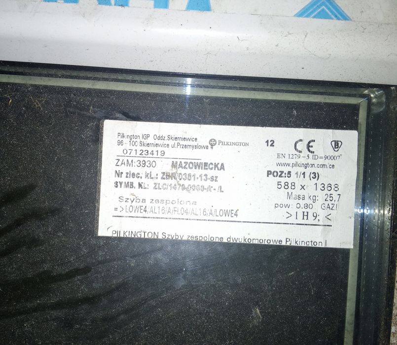 Okno VEKA Szyba ZeSpoLona 790x1570 Nowe