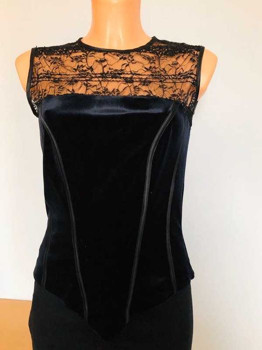 Super sexy top gorsetowy rozm. 36 czarny koronka S NOWY na imprezę