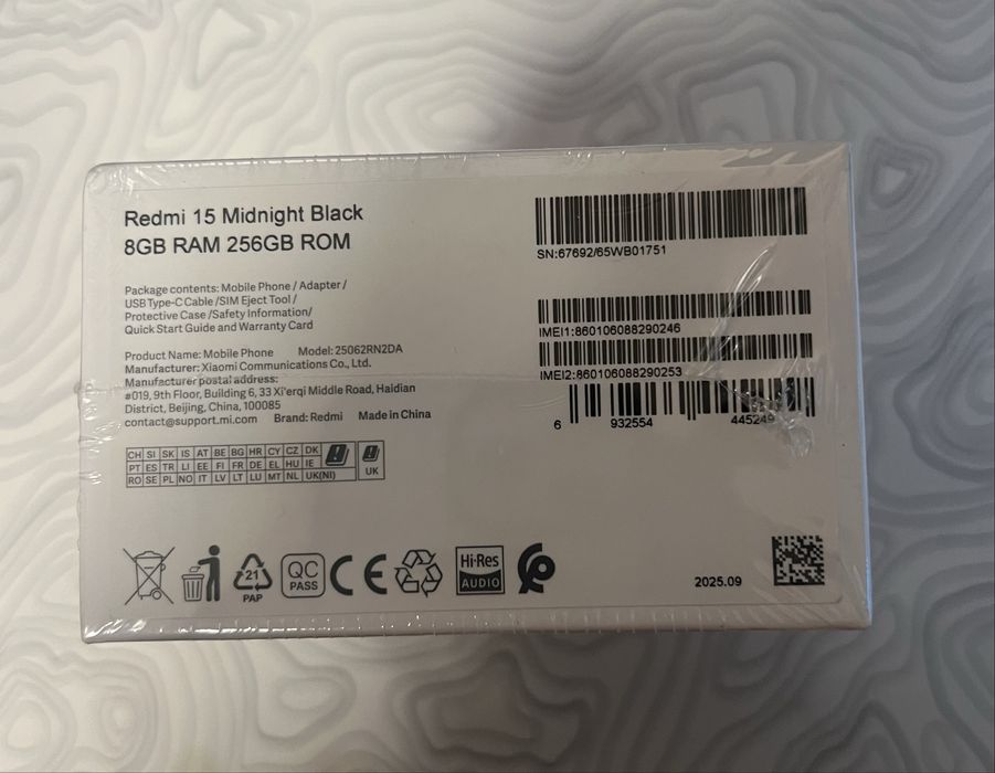 Телефон/Смартфон Xiaomi Redmi 15 8/256Gb Midnight Black Новий запаяний