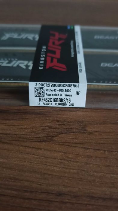 Модуль пам'яті Kingston DDR4 16GB 2x8GB/3200 Fury Beast Black