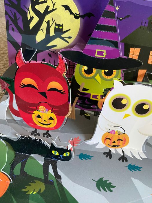 Halloween kartka, dekoracja kot nietoperz