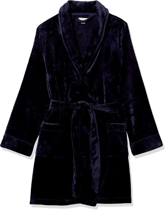 Szlafrok Amazon Essentials Mid-length Plush granatowy S