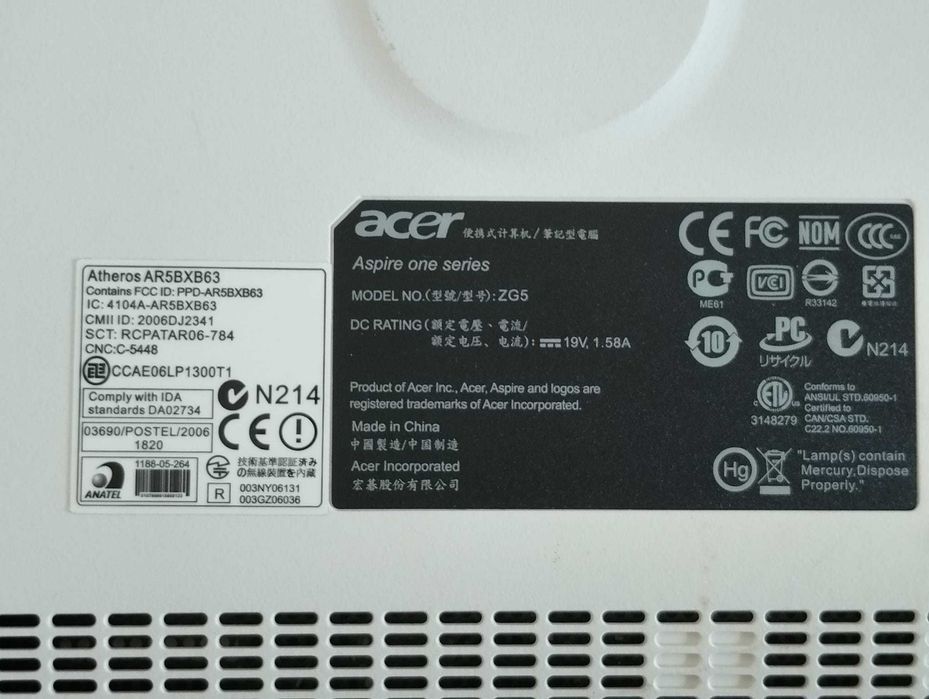 Portátil Acer Aspire One ZG5