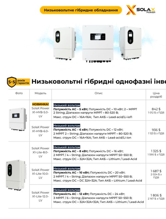 Інвертор Solax 6к+ акумулятор Solax LV