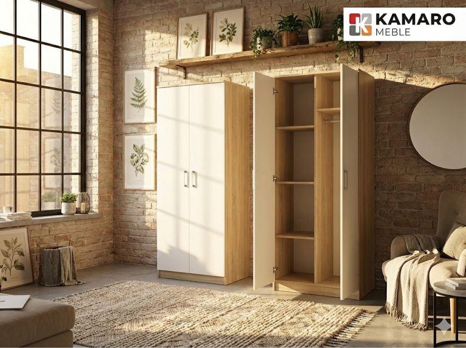 NOWA szafa z drążkiem i półkami 193x85x55 - DOSTĘPNA OD RĘKI