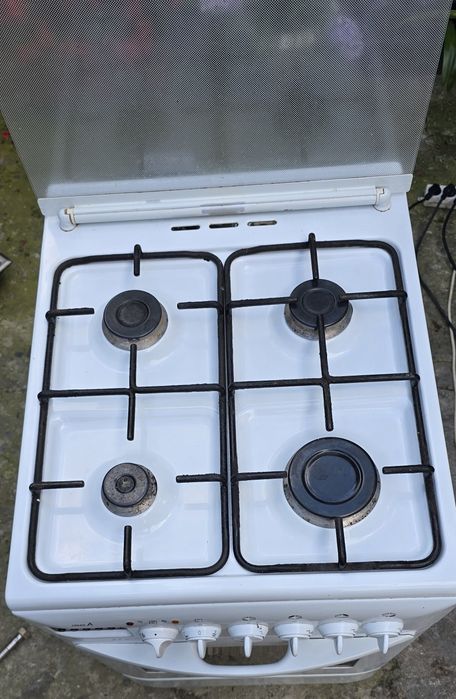 Kuchnia gazowo-elektryczna Mastercook Biała 50 cm Grill Rożen
