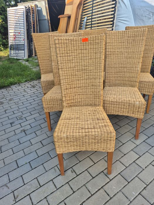 Komplet 6 krzeseł rattan