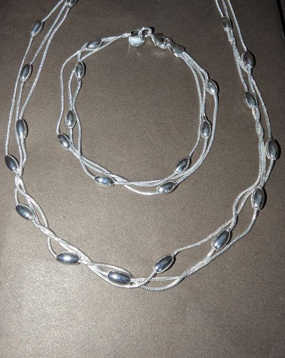 Набір срібло 925s ланцюжок браслет срібний набор серебро цепочка