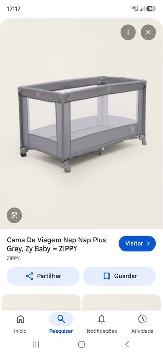 Cama de viagem NAP PLUS BABY ZIPPY cinza