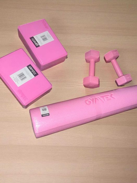 Zestaw fitness joga pilates Okazja Bloczki Mata Hantelki