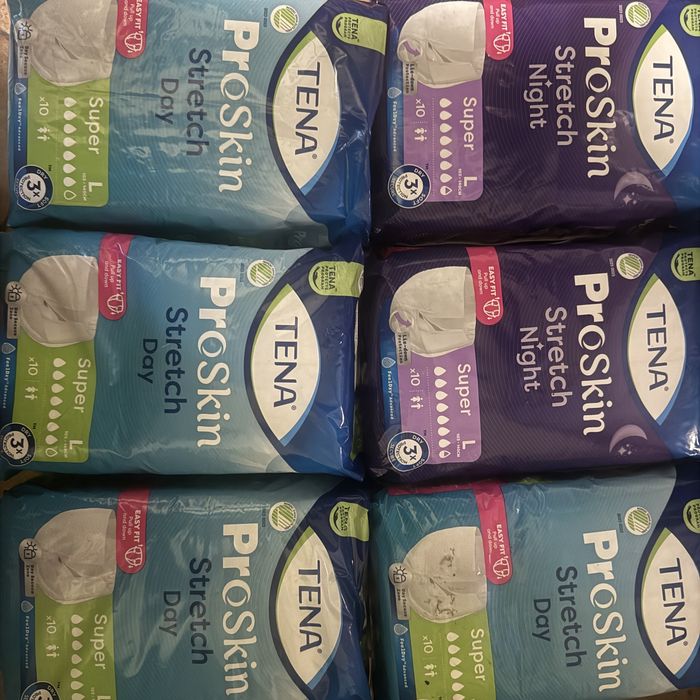 Pampersy pieluchomajtki SUPER Tena Proskin Pants night L na noc  60szt 6x10