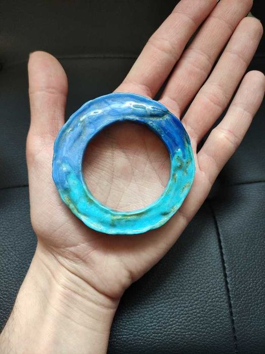 Naszyjnik wisiorek koło niebieski granatowy handmade ekologiczny