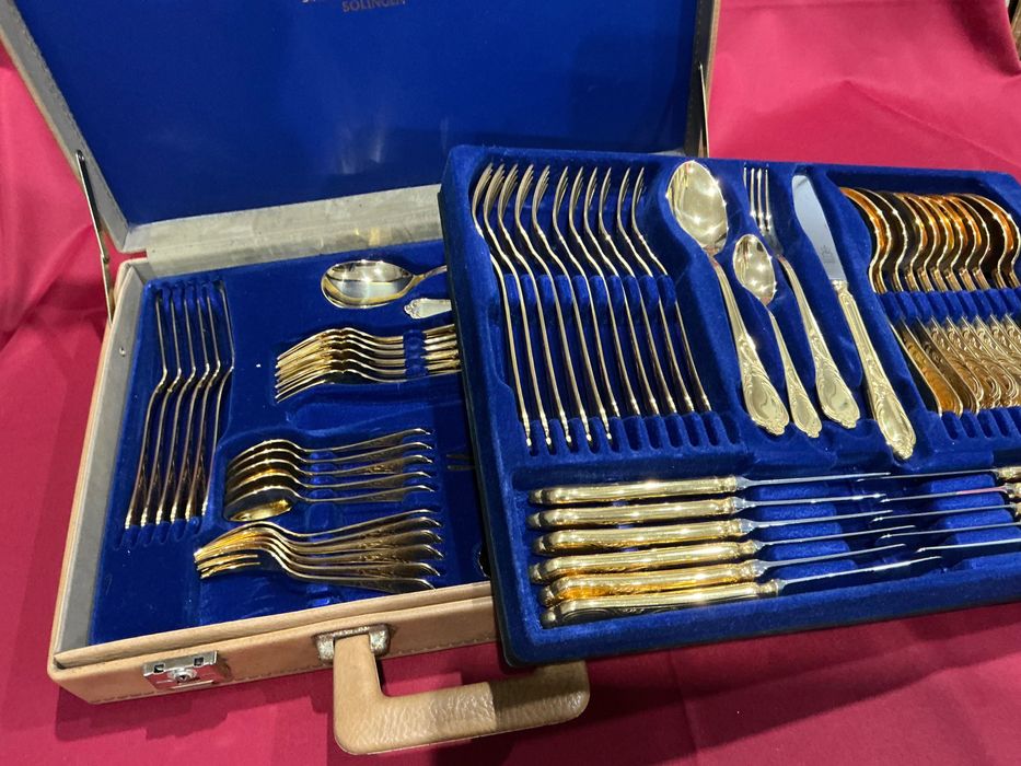 Talher solingen banho de ouro 22 /serviço para 6 pessoas estojo mala