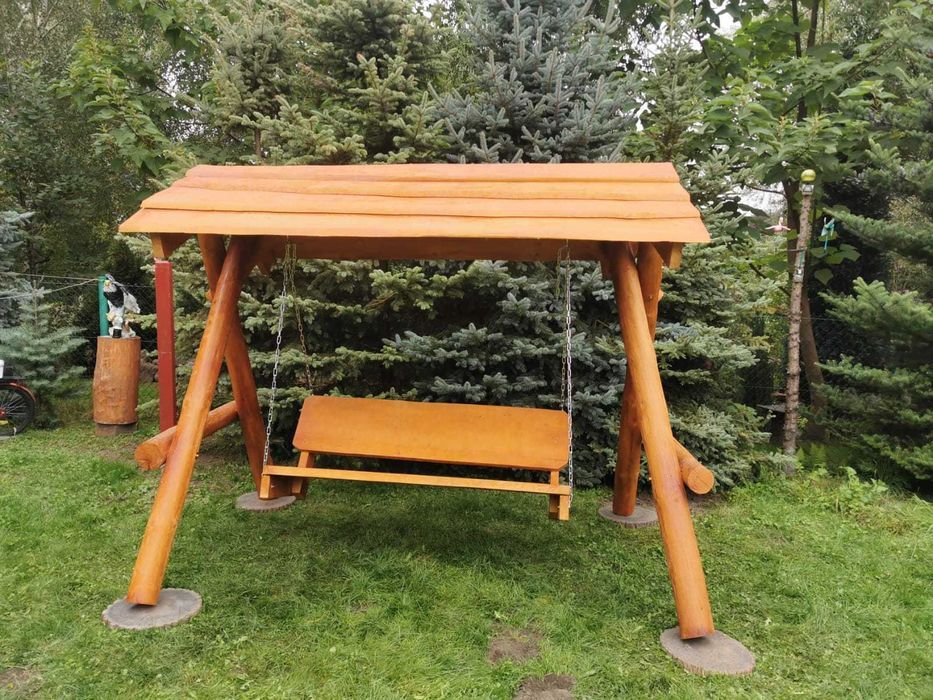 Drewniana huśtawka ogrodowa GRUBE BALE Plac zabaw Stelaż DO OGRODU +