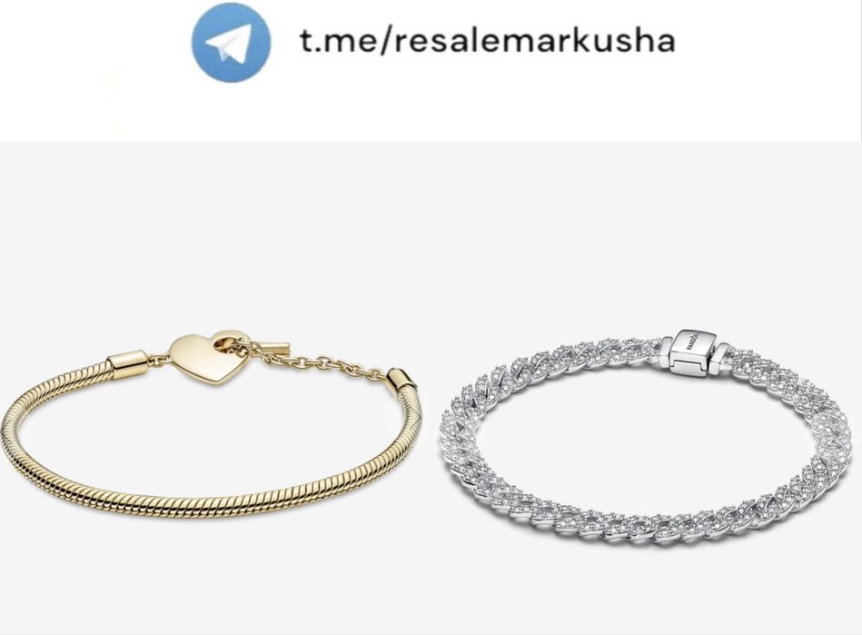 Pandora Браслет із сяючим паве 593008C01, Браслет з серцем 569285C00