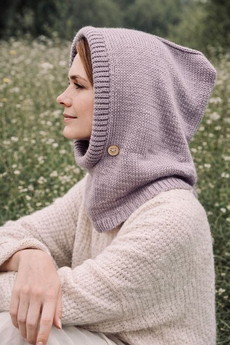 Ręcznie robiona balaclava kapturokomin czapka bawełna i alpaka