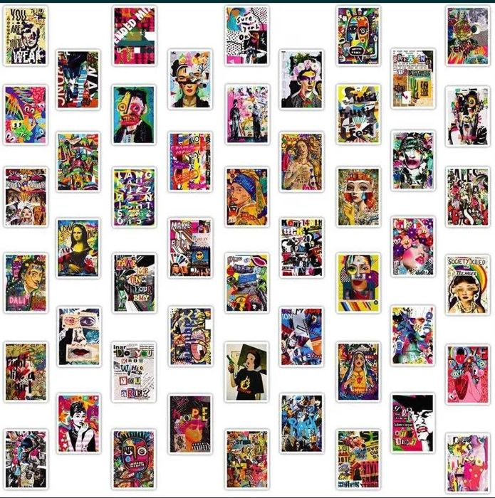 Наклейки стикеры Современное искусство и граффити 50 шт.