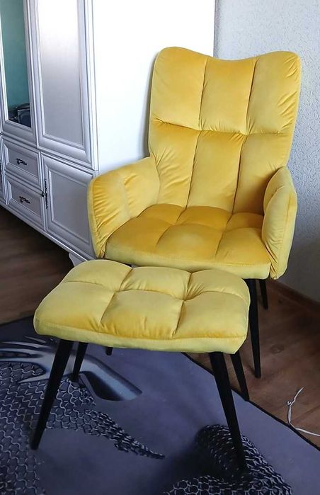 Fotel + stołek. VIDAXL. 30% TANIEJ.