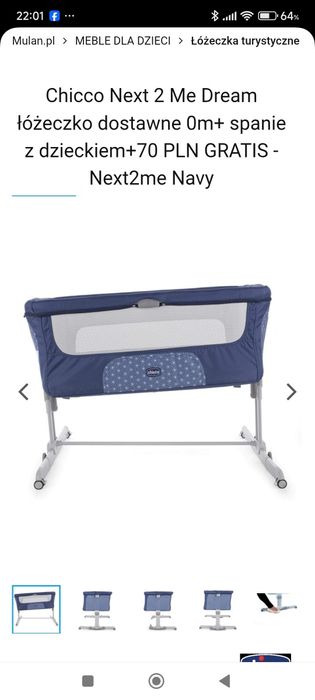 Łóżeczko dostawka Chicco Next Me Dream Białystok Dojlidy •
