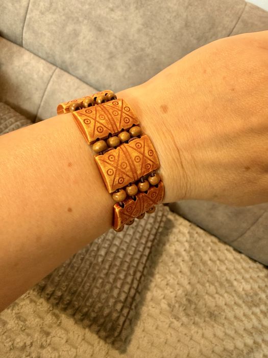 Bransoletka PRL  vintage, boho masa perłowa