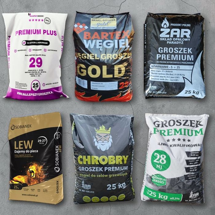 Groszek Węgiel Kamienny Pakowany 25kg Odsiewany ŻAR Paradyż