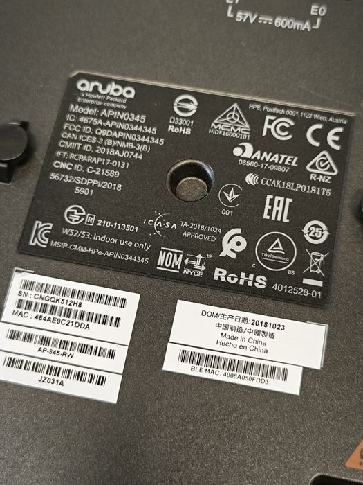 Wi-Fi точка доступа Aruba AP-345RW, 802.11ac, 2.4/5 ГГц, 2xGigabit PoE