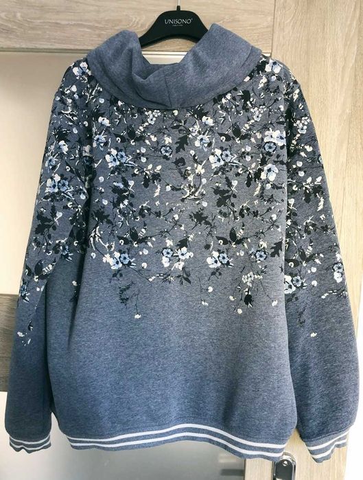 Śliczna bluza damska w tonacji niebiesko-szarej, 42/44