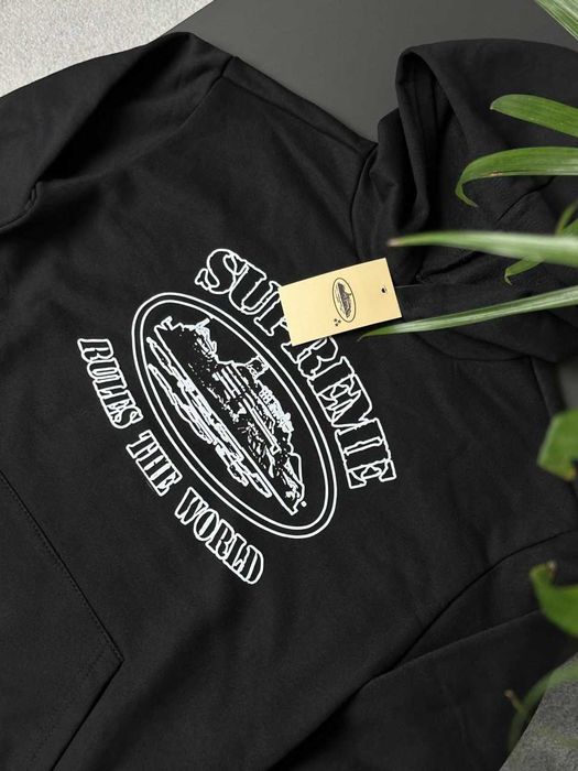 Черное Худи Corteiz x Suipreme — Толстовка Чорна Кортез Суприм Колоборация — XS S M L XL XXL
