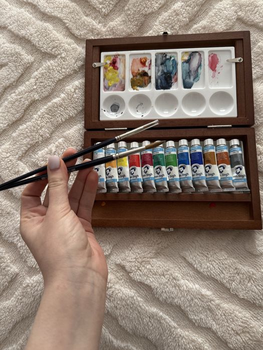 Акварель Van Gogh 12х10мл дерев'яний пенал пензлі палітра