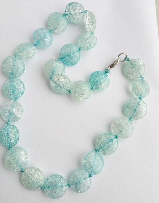 Вінтажні буси кольє "Льодяники" зі скла. Довжина 45 см. Неношені!