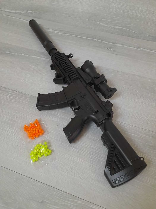 Автомат на пульках 6мм лазер БР26-1А, 65см оптика х6. детский, 4-6лет