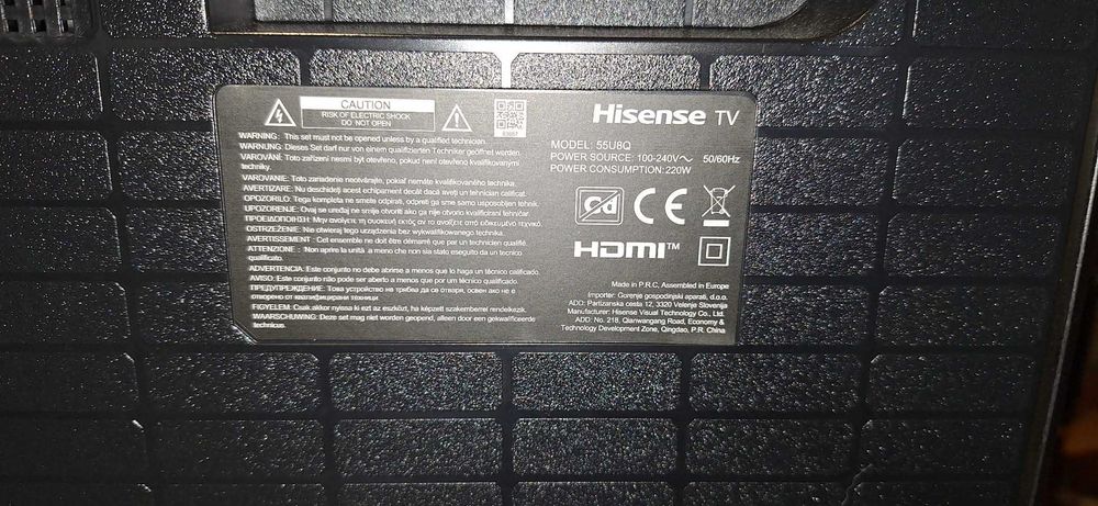 TV Hisense 55U8Q  mini-led pęknięta matryca