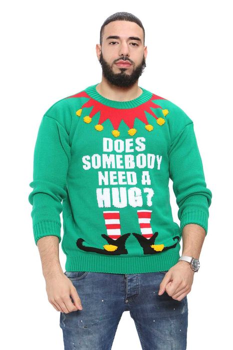 Новорічний зелений в'язаний светр джемпер ельф