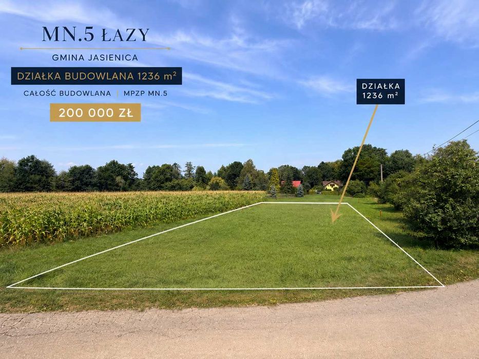 Działka Jasienica/ Łazy 12a dojazd asfaltowy, słoneczna i płaska