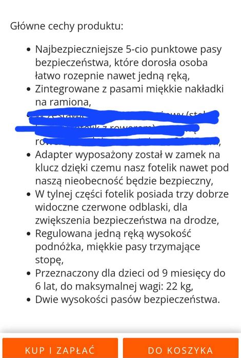 Sprzedam krzeselko rowerowe