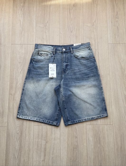 Чоловічі Джинсові Шорти ZARA Baggy Fit Чоловічі Оригінал Нові Чорні Джинсові Широкие Джинсы Шорты Shorts Зара