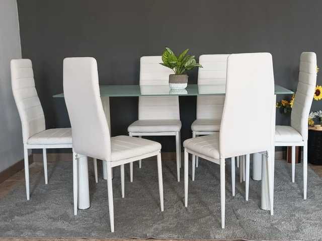 Mesa de jantar com 6 cadeiras brancas - entrega gratuita