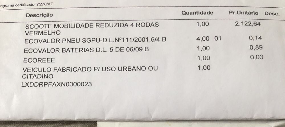Scoter de mobilidade reduzida 4 rodas vermelha