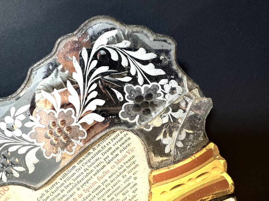 Antigo registo “Convivium Sacrum” emoldurado em vidro veneziano