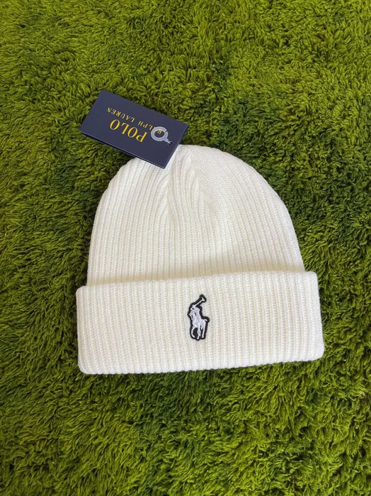 2x Czapka zimowa beanie Ralph Lauren nowe czarna + biała