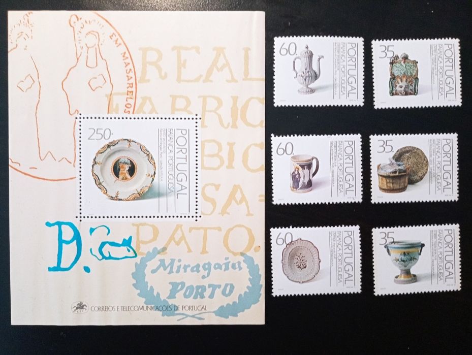 Bloco + 6 selos Faiança Portuguesa sec XVIII - 1991 - FDC Novos	(MNH)