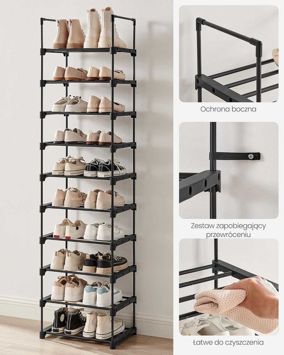 Organizer do przechowywania butów wysoki 10 poziomów czarny nowy