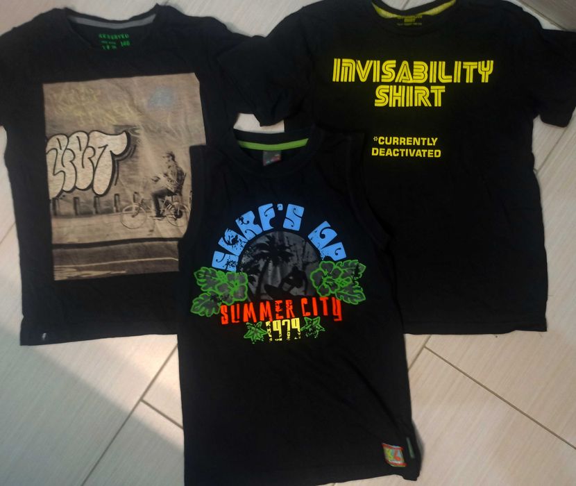 Zestaw t-shirt, koszulka bez rękawów rozmiar 146 czarny