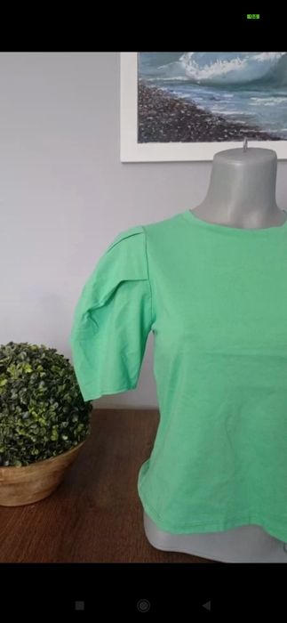 Bluzka zielona z bufkami Zara